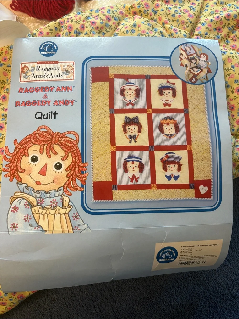Raggedy Ann and Andy Patchwork Quilt in Red and Cream